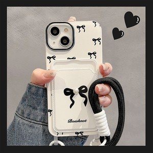 Nouvelle <span class=keywords><strong>coque</strong></span> <span class=keywords><strong>de</strong></span> <span class=keywords><strong>téléphone</strong></span> portable avec porte-cartes noir à nœud pour iPhone 15 17 Pro Max 16 14 avec cordon, <span class=keywords><strong>coque</strong></span> arrière en TPU - Product Image 2