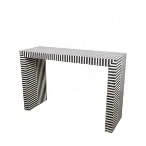 Ultimo tavolo consolle con intarsio in osso di Design zebrato mobili da soggiorno in bianco e nero indiano di United Trade World
