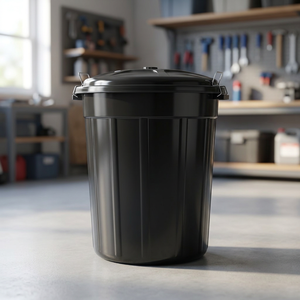Modern 70 Liter Durable Eco-Friendly Round Plastic Standing Trash <b>Bin</b> for Kitchen Use Black Color - Product Image 2