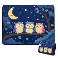 Tapis de pique-nique matelassé extra large avec dos imperméable, pliable, réutilisable, pour extérieur, plage, camping, jeu, motif dessin animé personnalisé pour enfants