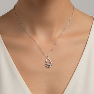 Collar con Colgante de Diamantes Reales en Oro Blanco Sólido de 18K, Hecho a Mano, Elegante, Venta al Por Mayor, Popular, Anillo de Joyería Natural para Mujer - Product Image 6