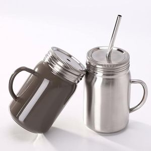 Mason Jar Cups 700ml Stainless Steel Insulated Mason Jar Tumblers <b>Mug</b> with Lids Straws - Product Image 1