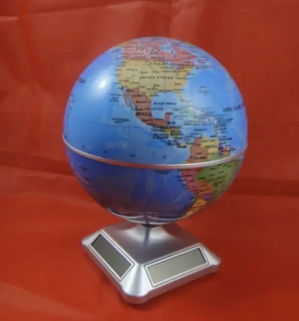 OEM geography teaching tool rotating solar powered plastic world globe