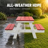 Ensemble table et chaises de pique-nique pour enfants en plastique HDPE, résistant aux intempéries, écologique, mobilier d'extérieur pour patio, ferme, cour
