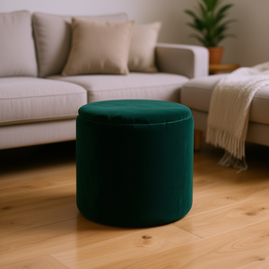 Otomana de almacenamiento con forma de tambor, chenilla, verde oscuro, 23,62x23,62x16,53 pulgadas, para muebles de sala de estar y hogar - Product Image 2