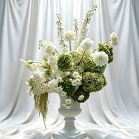 Piliers de mariage blancs et verts de luxe, arrangement floral artificiel, centre de table floral pour la cérémonie de mariage, décoration d'événements