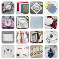 Serviettes de table en lin pur à 100 %, napperons personnalisés, brodés à la main, pour mariages, personnalisables, carrés français 60x60cm, vente en gros