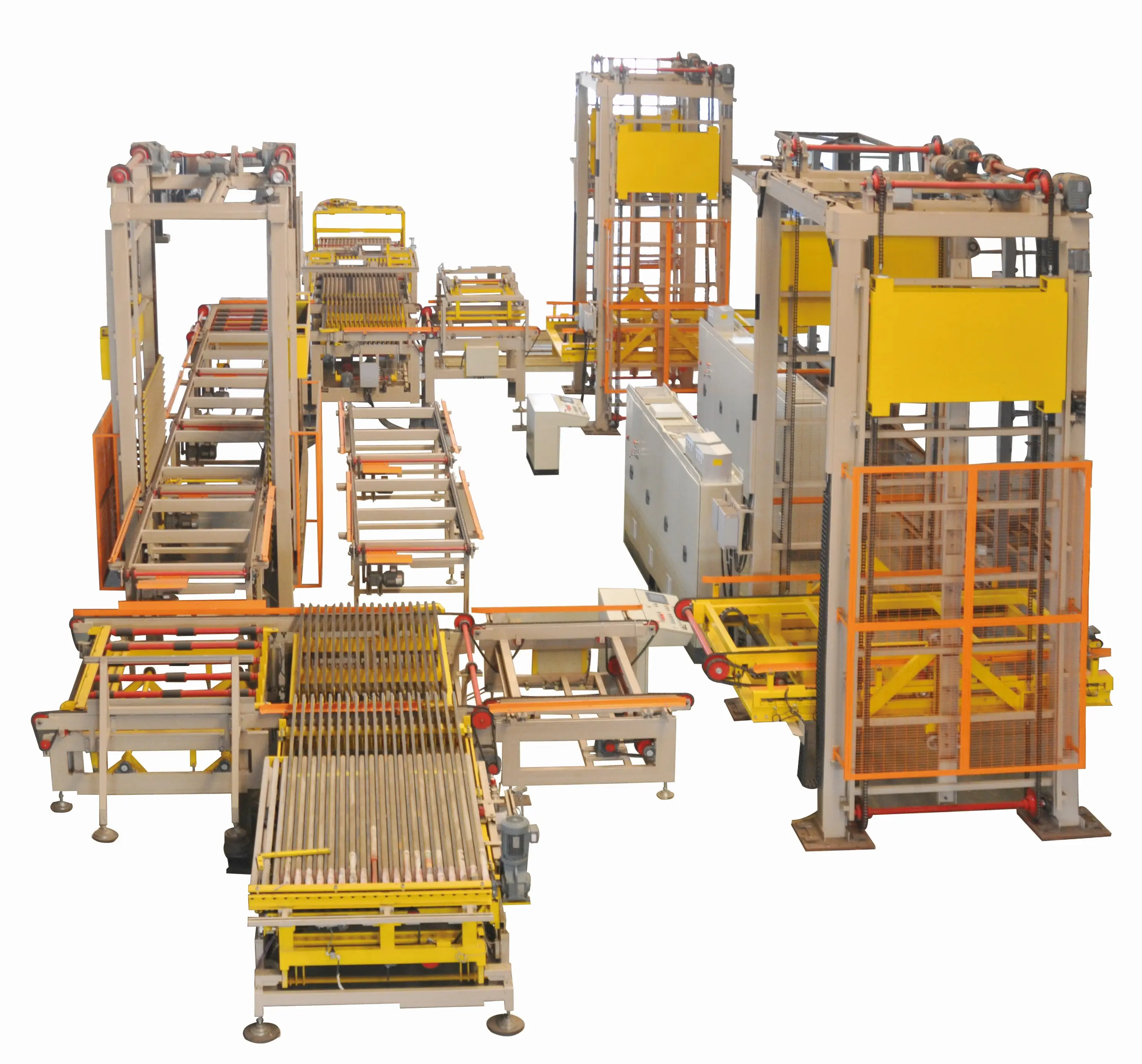 Loading and unloading brick machinery system of drying pallets