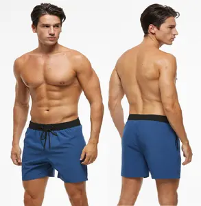 BSCI Fabrik Sport Strand Shorts Fitness studio Bades horts Reiß verschluss taschen Badehose Shorts mit Innen Mesh kurze Vier-Wege-Stretch-Stoff