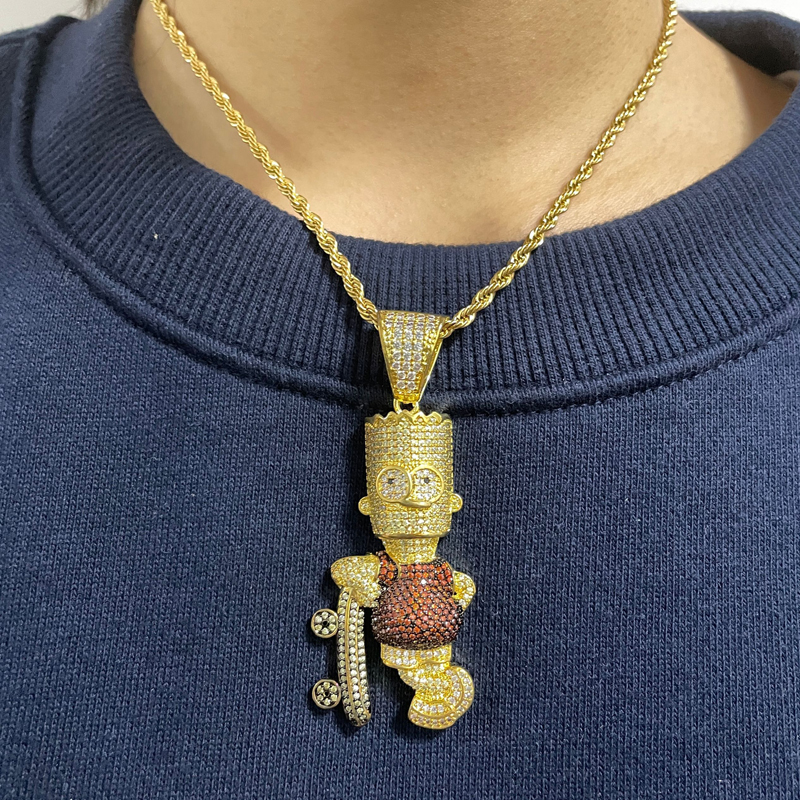 Collana Estiva Hip Hop Da Strada, Collana Da Uomo In Acciaio Inossidabile Hip-hop Di Lusso Con Luce Di Diamanti Artificiali G 601099522634014