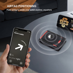 Portefeuilles pliants de luxe minimalistes en cuir véritable avec porte-cartes escamotable et support pour AirTag - Product Image 4