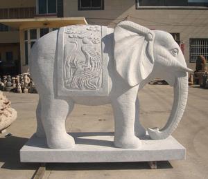 Petite <span class=keywords><strong>fontaine</strong></span> d'eau en granit gris et blanc en forme d'éléphant - Product Image 6