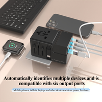 Adaptateur de voyage Foxcan tout-en-un 100W GaN PD QC3.0 4 USB-C+1 USB-A avec câble pour ordinateur portable, prise universelle certifiée CE/FCC