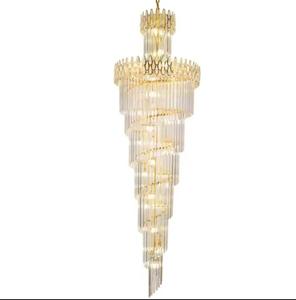 Trendy Gold Spiral Staircase Pendant <b>Light</b> Multiple Pendants for Villa Lighting Long Middle <b>Lamp</b> Size - Product Image 6