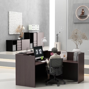 A forma di L ufficio bancone Versatile legno <span class=keywords><strong>Reception</strong></span> per alberghi supermercati ospedali palestre centri commerciali edifici per uffici bar
