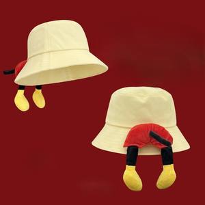 Lindo personaje clásico <span class=keywords><strong>de</strong></span> dibujos animados trasero y palma diseño verano fino pescador sombrero versátil cara adelgazante sombrero <span class=keywords><strong>de</strong></span> cubo para mujeres - Product Image 3