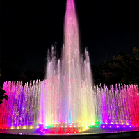 Fuente Musical de Acero Inoxidable para Jardín Exterior, Fabricada en Fábrica, con Luces de Colores DMX