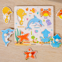 Nouveaux produits dessin animé puzzle en bois 3d jouets pour enfants éducation préscolaire des nourrissons bricolage jeu de bureau garçons et filles éducation précoce