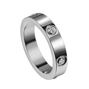 Anelli personalizzati senza allergie ad alta lucidatura in acciaio al titanio placcato oro 14k con diamanti da donna - Product Image 2