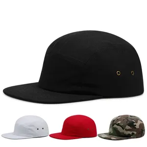 Venta al por mayor personalizado juvenil Premium streetwear negro blanco algodón secado rápido sombrero de 5 paneles gorra de moda