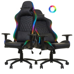 2025 precio de fábrica Pc Racing cuero ordenador Gaming silla ergonómica reclinable Gaming silla con reposapiés Rgb luz masaje - Product Image 1