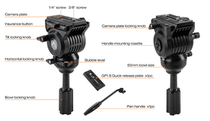 Kit de trépied photo professionnel <span class=keywords><strong>E</strong></span>-<span class=keywords><strong>IMAGE</strong></span> EK520 en alliage d'aluminium avec sac de transport, capacité de charge de 8 kg pour caméra vidéo - Product Image 2