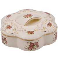 Plateau de luxe européen en céramique pour le Nouvel An, pour fruits secs, bonbons, collations, boîte de rangement pour noix avec couvercle