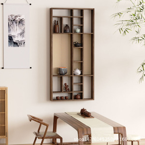 Wall Mounted Solid Wood Display <b>Shelf</b> 102x56cm Large Capacity Tea Storage <b>Rack</b> For Tea Room - Product Image 3
