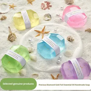 Savon diamant fait main feuille d'or commerce extérieur transfrontalier pour <span class=keywords><strong>Amazon</strong></span> cadeau de pierres précieuses <span class=keywords><strong>huile</strong></span> <span class=keywords><strong>essentielle</strong></span> nettoyant solide - Product Image 2