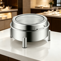 Chauffe-plat en acier inoxydable à cadre robuste et poignée de levage facile, capacité 9L, affichage numérique, écran tactile, chauffage à l'alcool pour buffet