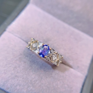 Anello di Lusso in <span class=keywords><strong>Argento</strong></span> Sterling 925 Placcato <span class=keywords><strong>Oro</strong></span> con Tanzanite <span class=keywords><strong>e</strong></span> Zaffiro Naturali, Regalo di Nozze per Donne - Product Image 4