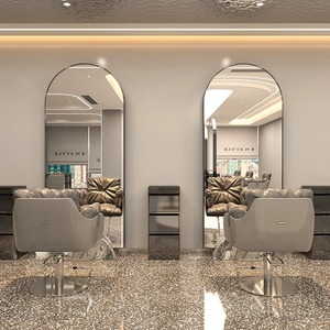 Luxury LED Floor <b>Mirror</b> Cabinet Stainless Steel Hair Beauty Salon Furniture for Bathroom Hotel Mall Supermarket for Barbers - Product Image 4