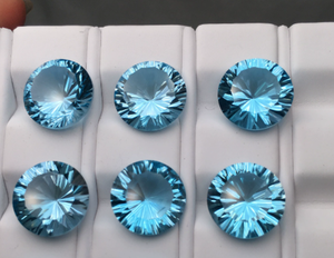 Tự Nhiên Màu Xanh Topaz Vòng Mặt Đá Vòng Với Đáy Nhọn Thiên Niên Kỷ Cắt Tăng Pháo Hoa Lỏng Đá Quý - Product Image 1