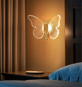 Gran oferta, <span class=keywords><strong>apliques</strong></span> de luz de pared nórdicos, accesorios de iluminación <span class=keywords><strong>Led</strong></span> modernos, lámpara de pared decorativa de mariposa acrílica de hierro dorado - Product Image 4