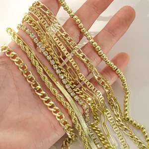 Ewelry-tobillera de acero inoxidable chapado en oro de 18K, pulsera de cadena de pie de eslabones cubanos de Miami