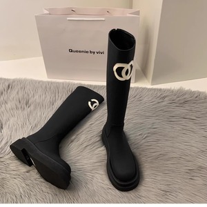 Giày bốt cao cổ đế dày kiểu mới Thu sớm <span class=keywords><strong>2025</strong></span> dành cho nữ, kiểu dáng ôm sát, tăng chiều cao - Product Image 4