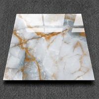 Carreaux de sol en porcelaine Foshan 60x60 (24x24 pouces) motif marbre onyx blanc veine dorée pour salon