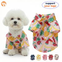 Vêtements pour animaux de compagnie personnalisés avec logo OEM, motif fruits d'été, laisse pour chien, chemise hawaïenne respirante pour chiot, vêtements pour chien doux et frais
