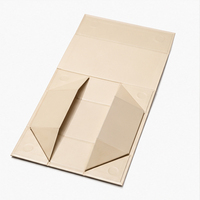 Caja Rígida Plegable Tipo Libro con Logotipo Personalizado, Caja de Regalo Magnética Color Champán Mate para Empaque de Perfumes y Cosméticos de Lujo