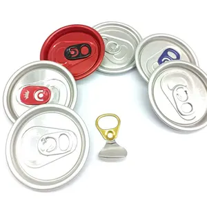 easy open end cover cap Aluminium beverage drink can seal lid ring pull for plastic beverage cans