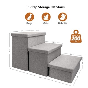 Escabeau pliable pour animaux de compagnie, pour petits chiens et chats, avec rangement pour lit et canapé, rampe portable avec espace de rangement, marches pour animaux de compagnie - Product Image 3
