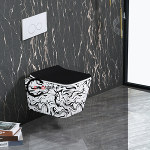 Nouvelle collection d'accessoires pour toilettes intelligentes murales, WC suspendu en céramique doré, WC mural plaqué or. - Product Image 5