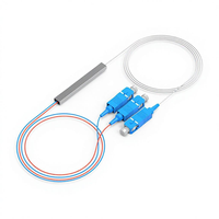 Pabrik HENGXIAN Pasokan Langsung FTTH 0.9mm 1x2 SC/UPC Mini Steel Tube Type Telecom-Grade 1m Optical Fiber PLC Splitter 5G