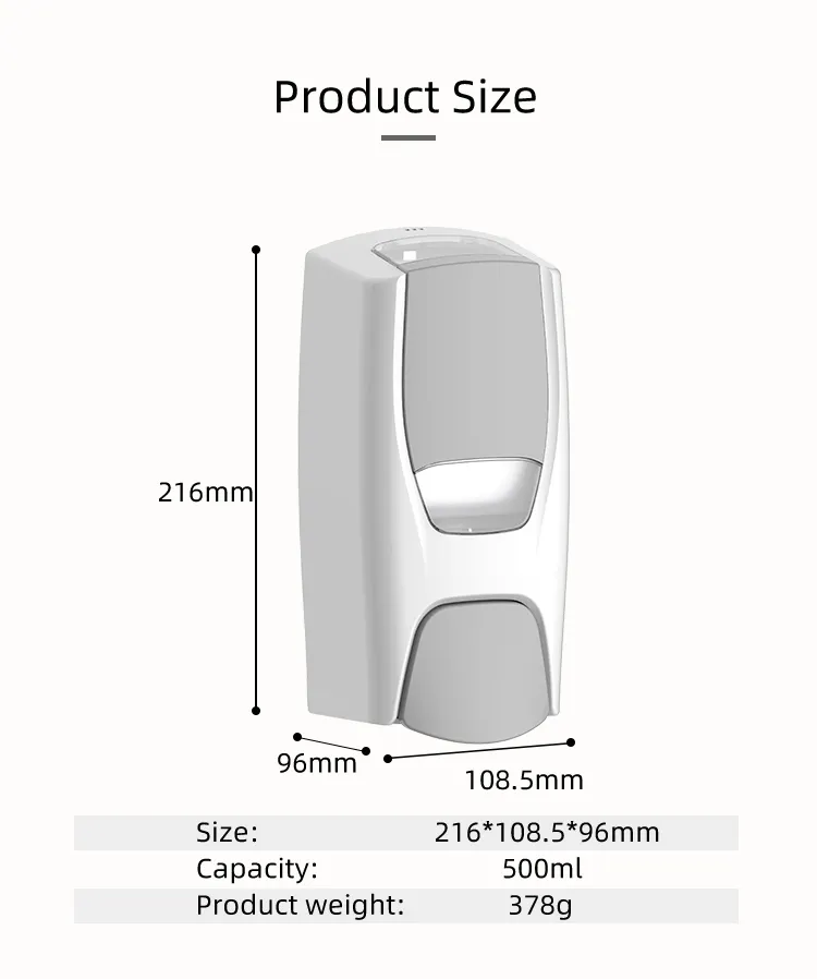 Distribuidor de sabonete líquido comercial recarregável de 500ml, preço de fábrica, dispensador manual de plástico para parede, preço barato