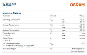 Puce LED monocouleur haute puissance OSRAM SU CULBN1.VC-AGAY-67-4F4G, ultraviolette UV 275 nm, 6 V, 40 mA, 125, 3,5 mm x 3,5 mm, garantie 3 ans - Product Image 3