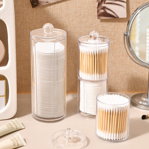 Transparent Acrylic Cotton Pad And Swab Storage <b>Box</b> With Lid Dustproof Cosmetic Organizer <b>For</b> Dressing Table - Product Image 1
