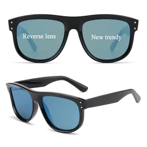 High End Custom Reverse Sonnenbrille Männer UV400 TR90 Rahmen Acetat Tempel Umkehr linse Sonnenbrille