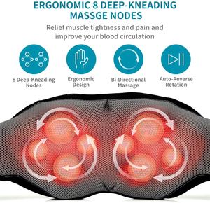 Leercon Appareil de massage électrique Shiatsu pour les soins corporels avec chaleur et vibration pour le dos, le cou et les épaules, oreiller et soins infirmiers, amincissants - Product Image 3