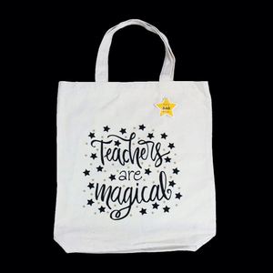 Bolsa de Compras de Lona Natural Reutilizable de Primera Calidad OEKO con Asa Larga y Diseño de Letras, con Logotipo - Product Image 1