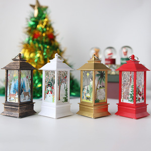 Lanterne à vent artisanale, cadeau de Noël, belle, peinte, petites lumières LED, décoration de la veille de Noël - Product Image 1